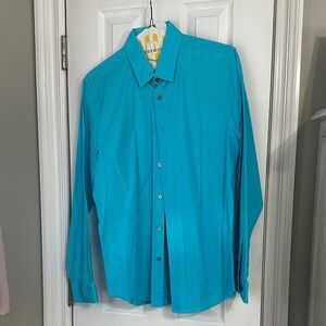 Express 1MX Men's Turquoise Dress Shirt